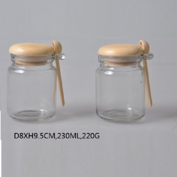  mini jar with ear and wooden spoon B02120029	