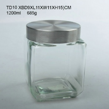  glass storage jar with metal lid B02110004	