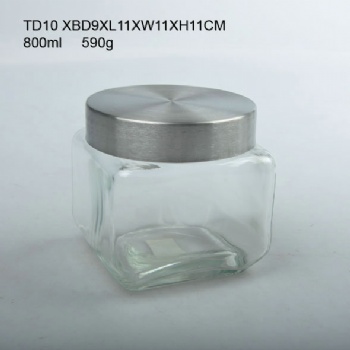  glass storage jar with metal lid B02110004	