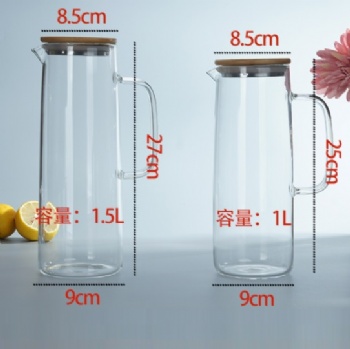  glass pitcher streight shape bamboo lidB05230003	