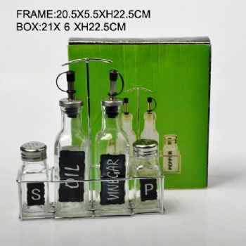 B02130003 oil & viniger bottle with salt &pepper set