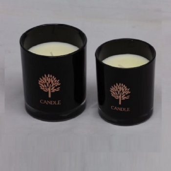 A01110009 black candle holder with decal printing