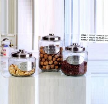 glass storage jar with metal lid B02113017