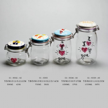  glass storage jar with clips B02116001	