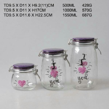  glass storage jar with clips B02116001	