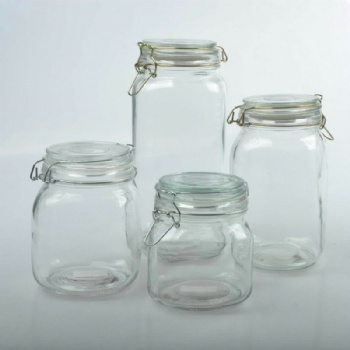  glass storage jar with clips B02116002	