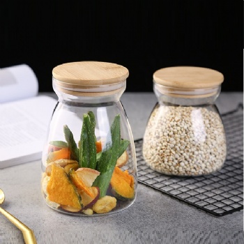  glass storage jar with bamboo lid B05113100	