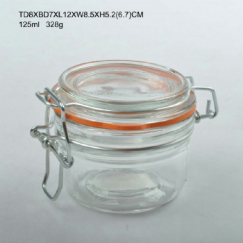  glass storage jar with clips B02116004	