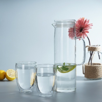 B63050009 glass pitcher with wooden lid,metal lid or glass lid