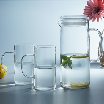  B63050009 glass pitcher with wooden lid,metal lid or glass lid	