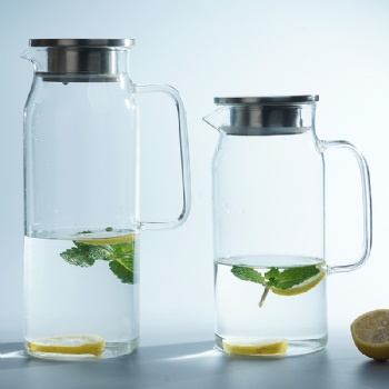  B63050009 glass pitcher with wooden lid,metal lid or glass lid	